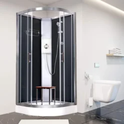 Vidalux Pure E 1000 Shower Cabin 1000 X 1000mm With Triton Electric Shower 30 Vidalux Pure E 1000 Shower Cabin 1000 X 1000mm With Triton Electric Shower -Burling Shower Shop Pure E Black White