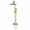 Signature Ripley Brushed Brass Round Thermostatic Dual Head Shower Set