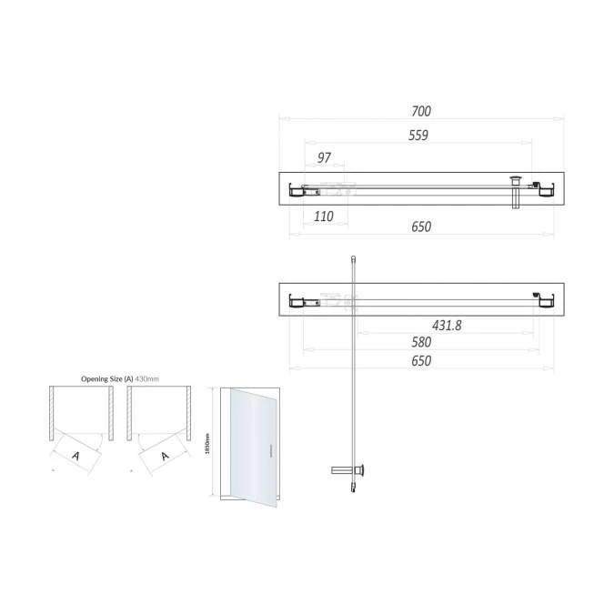 Scudo S6 Pivot Shower Door 700mm 2 Scudo S6 Pivot Shower Door 700mm - Image 2