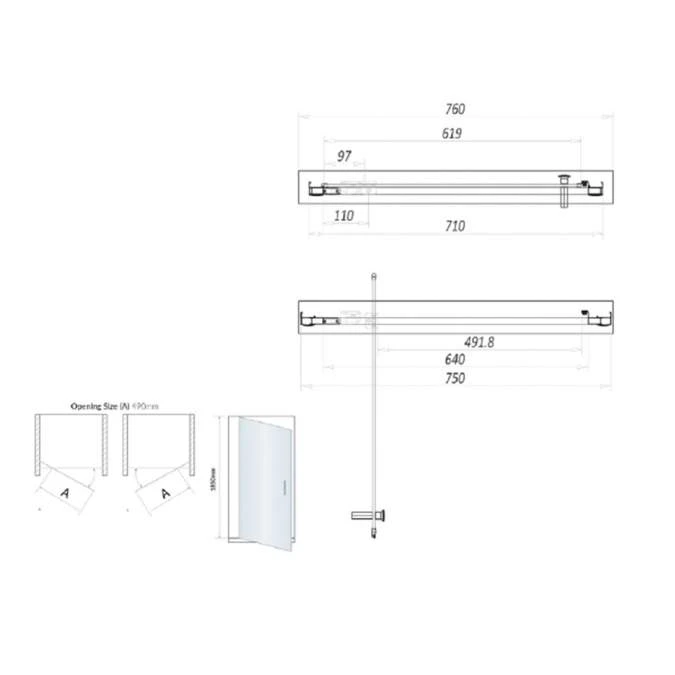 Scudo S6 Pivot Shower Door 760mm 2 Scudo S6 Pivot Shower Door 760mm - Image 2