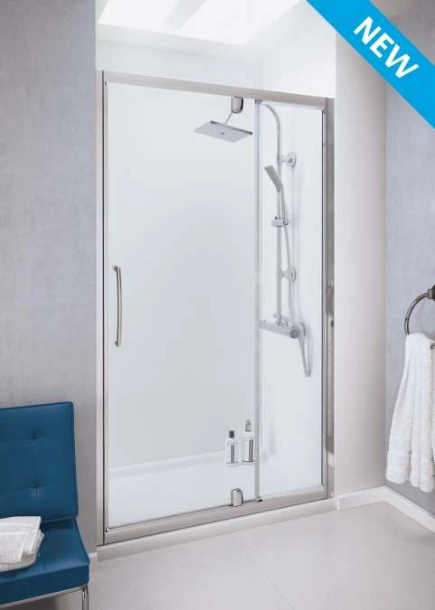 1100mm Semi-Frameless Pivot Shower Door With Integrated In-Line Panel, Lakes Classic Collection 1 1100mm Semi-Frameless Pivot Shower Door With Integrated In-Line Panel, Lakes Classic Collection