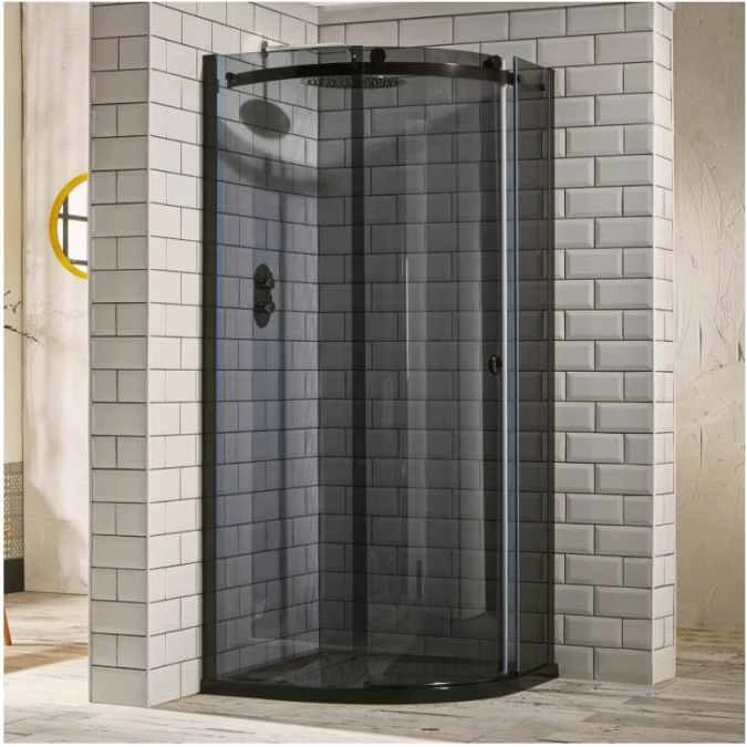 Aquaglass+ Sphere 800x800mm One Door Black Glass Quadrant Shower Enclosure 1 Aquaglass+ Sphere 800x800mm One Door Black Glass Quadrant Shower Enclosure