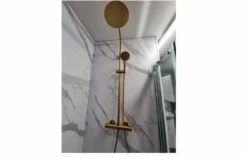 Signature Ripley Brushed Brass Round Thermostatic Dual Head Shower Set -Burling Shower Shop UKB SHW002BB SHW002BRS