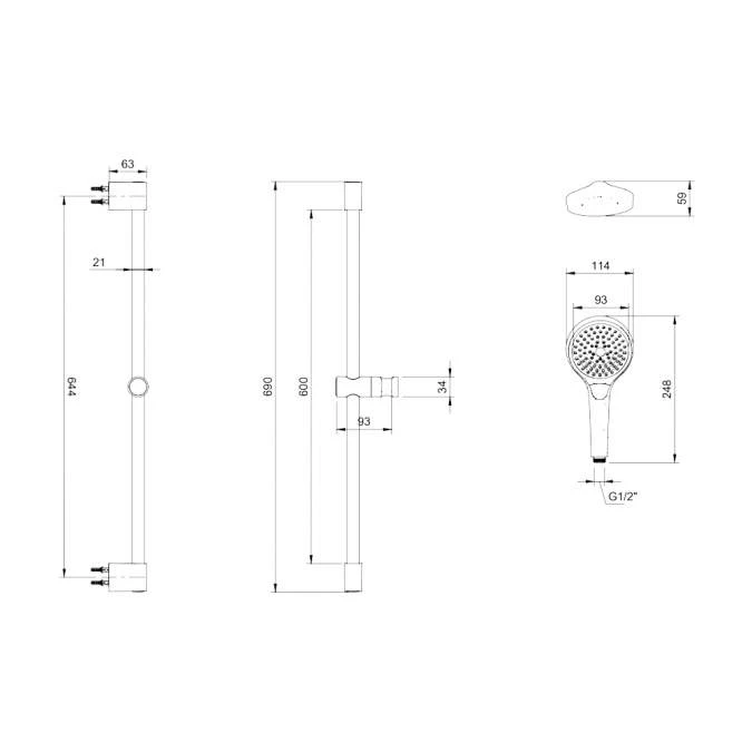 Villeroy & Boch Complete Verve Shower Set With Riser Rail Square Chrome 8 Villeroy & Boch Complete Verve Shower Set With Riser Rail Square Chrome - Image 8