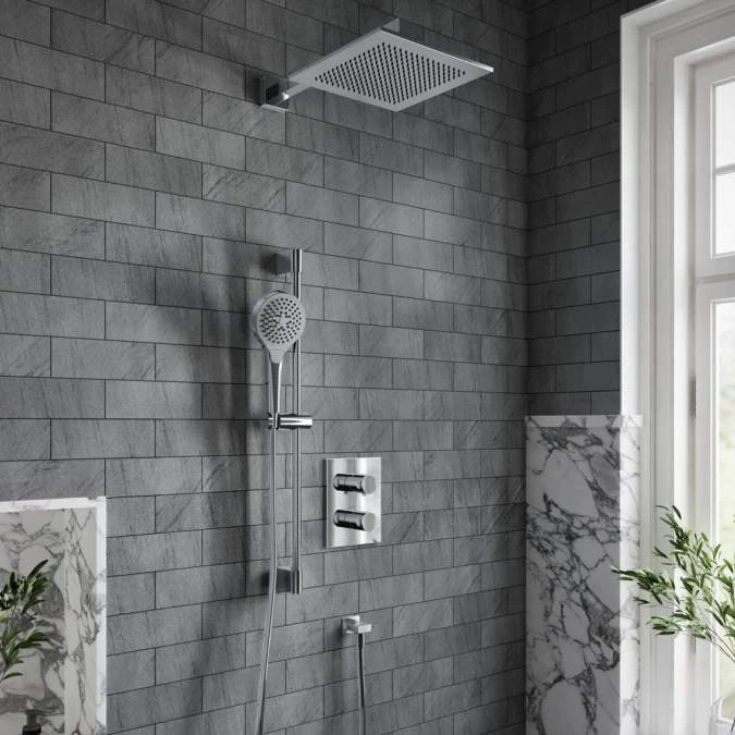 Villeroy & Boch Complete Verve Shower Set With Riser Rail Square Chrome 1 Villeroy & Boch Complete Verve Shower Set With Riser Rail Square Chrome