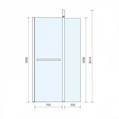 Abacus E Series Walk In Shower Screen Hinged Return 700mm -Burling Shower Shop VEGE 10 1105 TECH rubberduck