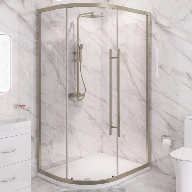 Vantage 2000 Brushed Brass Offset Quadrant Shower Enclosure 1100 X 800mm 1 Vantage 2000 Brushed Brass Offset Quadrant Shower Enclosure 1100 X 800mm