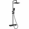 Vema Thermostatic Shower Column With Fixed Head, Riser, Shelf & Foot Wash - Black