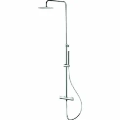 Vema Thermostatic Round Bar Valve With Fixed Head & Riser - Chrome