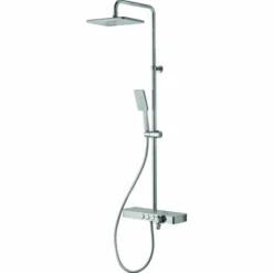 Vema Thermostatic Shower Column With Fixed Head, Riser, Shelf & Foot Wash - White/Chrome