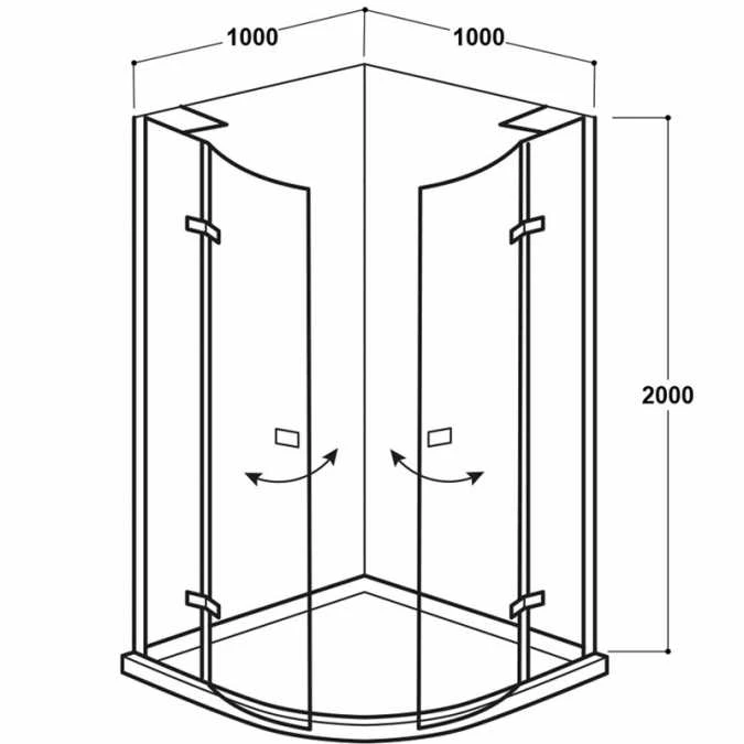 Vodas 8 Stella 1000 Frameless Hinge Door Quadrant Shower Enclosure - Black 6 Vodas 8 Stella 1000 Frameless Hinge Door Quadrant Shower Enclosure - Black - Image 6