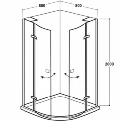 Vodas 8 Stella 800 Frameless Hinge Door Quadrant Shower Enclosure - Silver 5 Vodas 8 Stella 800 Frameless Hinge Door Quadrant Shower Enclosure - Silver -Burling Shower Shop Vodas 8 Stell Quad 800 Tech 1