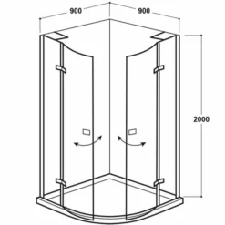 Vodas 8 Stella 900 Frameless Hinge Door Quadrant Shower Enclosure - Black 11 Vodas 8 Stella 900 Frameless Hinge Door Quadrant Shower Enclosure - Black -Burling Shower Shop Vodas 8 Stell Quad 900 Tech