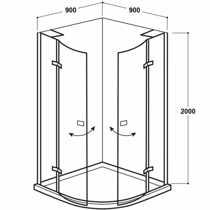 Vodas 8 Stella 900 Frameless Hinge Door Quadrant Shower Enclosure - Black 6 Vodas 8 Stella 900 Frameless Hinge Door Quadrant Shower Enclosure - Black - Image 6