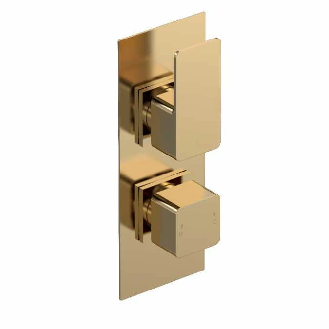 Windon Brushed Brass Twin Concealed Shower Valve (Low Pressure) - Single Outlet - Nuie 1 Windon Brushed Brass Twin Concealed Shower Valve (Low Pressure) - Single Outlet - Nuie