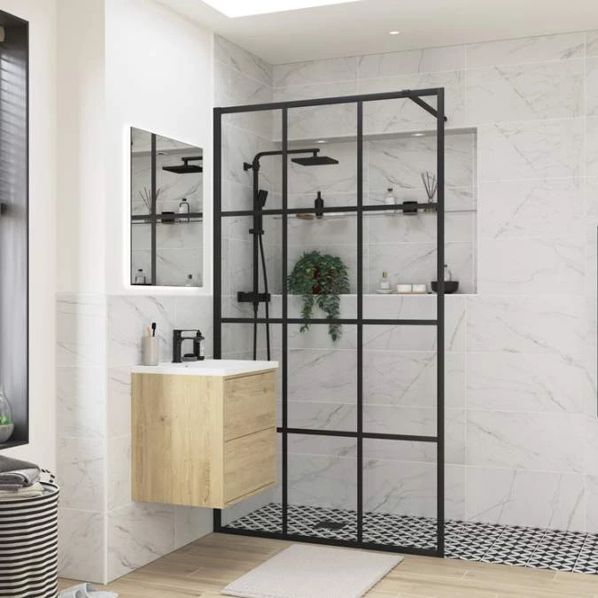 Supreme Black Framed Wetroom Panel - 1200mm 2 Supreme Black Framed Wetroom Panel - 1200mm - Image 2