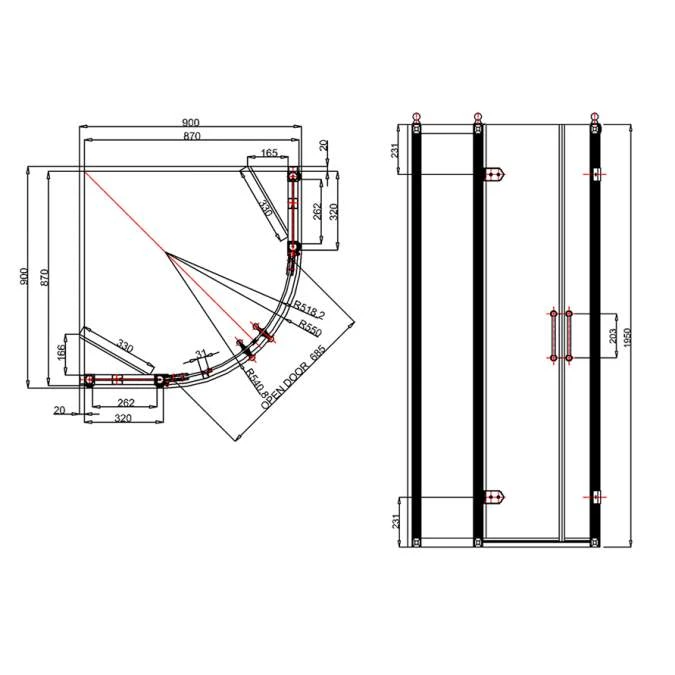 Burlington Traditional Quadrant Shower Enclosure 900 X 900mm C23 3 Burlington Traditional Quadrant Shower Enclosure 900 X 900mm C23 - Image 3