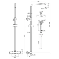 Supreme Brushed Brass Dual Head Bar Mixer Shower Rigid Riser 5 Supreme Brushed Brass Dual Head Bar Mixer Shower Rigid Riser -Burling Shower Shop cool touch brass shower tech