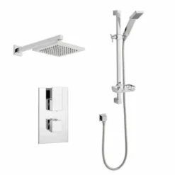 Element Thermostatic Concealed Shower Valve With Riser Rail & Fixed Rain Head - Kartell UK