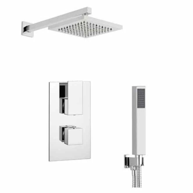 Element Thermostatic Concealed Shower Valve With Fixed Rain Head & Hand Set - Kartell UK 1 Element Thermostatic Concealed Shower Valve With Fixed Rain Head & Hand Set - Kartell UK