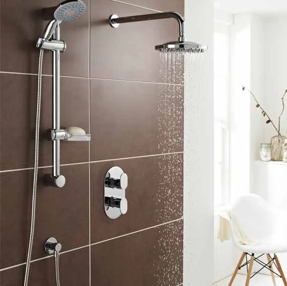 Logik Thermostatic Concealed Shower With Fixed Rain Head & Riser Rail - Kartell UK 1 Logik Thermostatic Concealed Shower With Fixed Rain Head & Riser Rail - Kartell UK