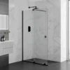 1700mm Matt Black Sliding Wetroom Screen - Rolla 8 By Aquadart
