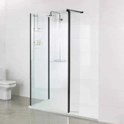 Roman Showers Select Matt Black 300 Pivoting Deflector Panel 343mm Width (8mm Glass)