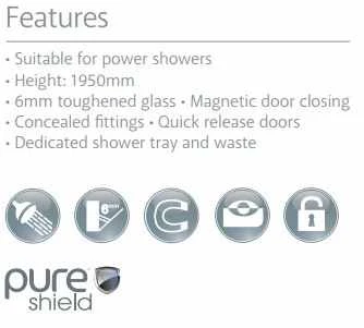 Pure D Shaped Quadrant Shower Enclosure & Tray 993 X 850mm 4 Pure D Shaped Quadrant Shower Enclosure & Tray 993 X 850mm - Image 4