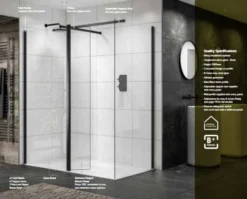 Sommer 1200mm Black Wetroom Glass Panel 7 Sommer 1200mm Black Wetroom Glass Panel -Burling Shower Shop somer wetroom black main image