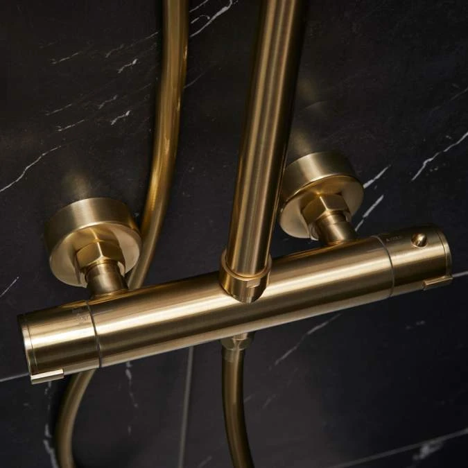 Spey Series 2 Brushed Brass Dual Head Thermostatic Shower Kit - Highlife Bathrooms 4 Spey Series 2 Brushed Brass Dual Head Thermostatic Shower Kit - Highlife Bathrooms - Image 4