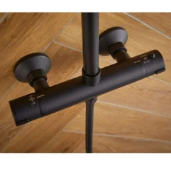 Spey Series 2 Black Dual Head Thermostatic Shower Kit - Highlife Bathrooms -Burling Shower Shop spey black1