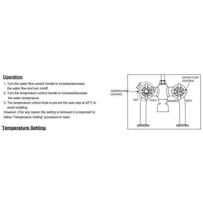 Burlington Tay Traditional Wall Mounted Bath Shower Mixer Tap Rigid Riser - Fixed Head - BT2WS 7 Burlington Tay Traditional Wall Mounted Bath Shower Mixer Tap Rigid Riser - Fixed Head - BT2WS - Image 7