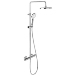 Villeroy & Boch Thermostatic Exposed Shower Set With Fixed Head And Riser Rail Round Chrome