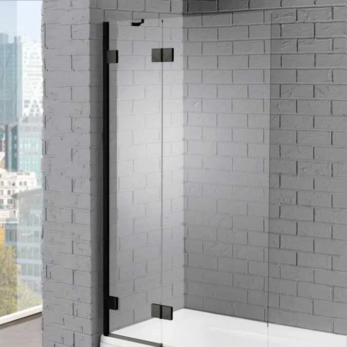Aquadart Venturi 8 Black Hinged Bath Shower Screen - 1500 X 1000mm 1 Aquadart Venturi 8 Black Hinged Bath Shower Screen - 1500 X 1000mm