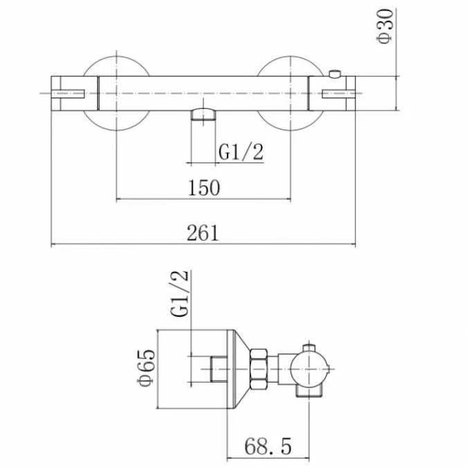 Niagara Equate Thermostatic Round Bar Mixer Valve - 1 2 Niagara Equate Thermostatic Round Bar Mixer Valve - 1 - Image 2