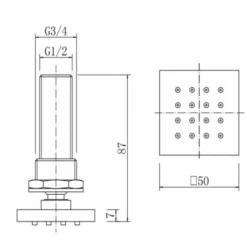 Niagara Square Chrome Body Jets 5 Niagara Square Chrome Body Jets -Burling Shower Shop w9336 Sizes